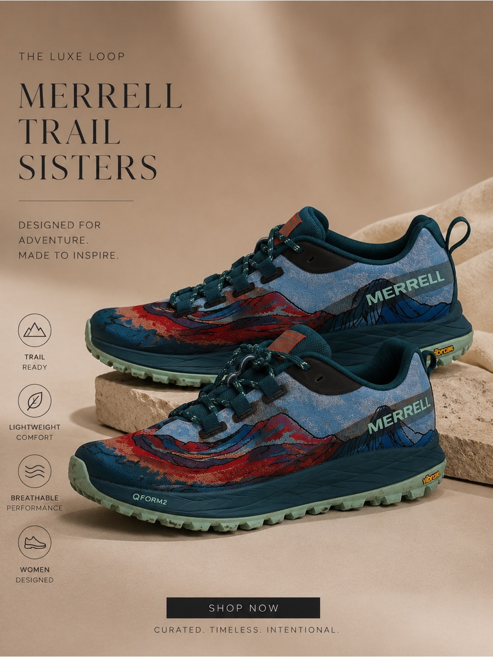 Merrell Women's Trail Shoes - Teal with Red Accents